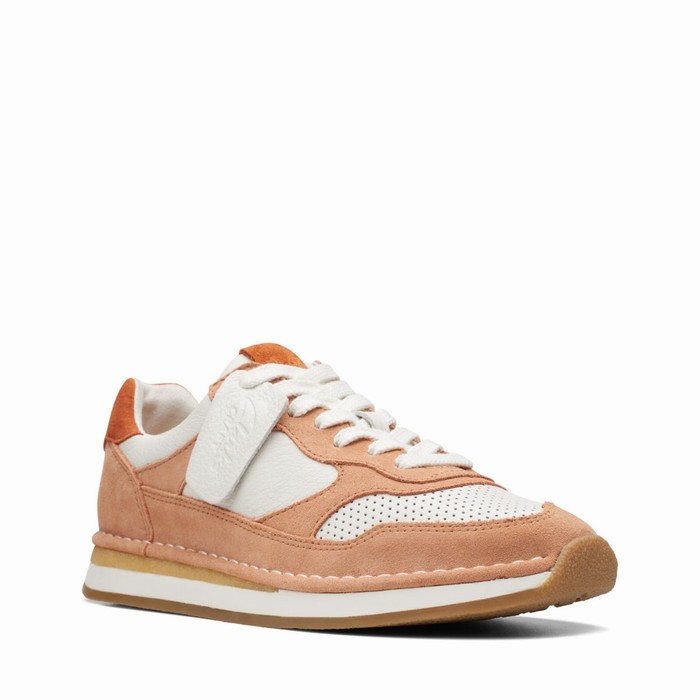 Baskets Clarks Craft Run Tor Femme Corail Blanche | TVPFWHNX