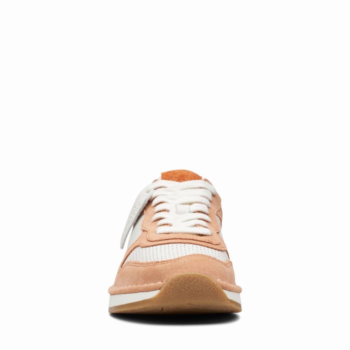 Baskets Clarks Craft Run Tor Femme Corail Blanche | TVPFWHNX
