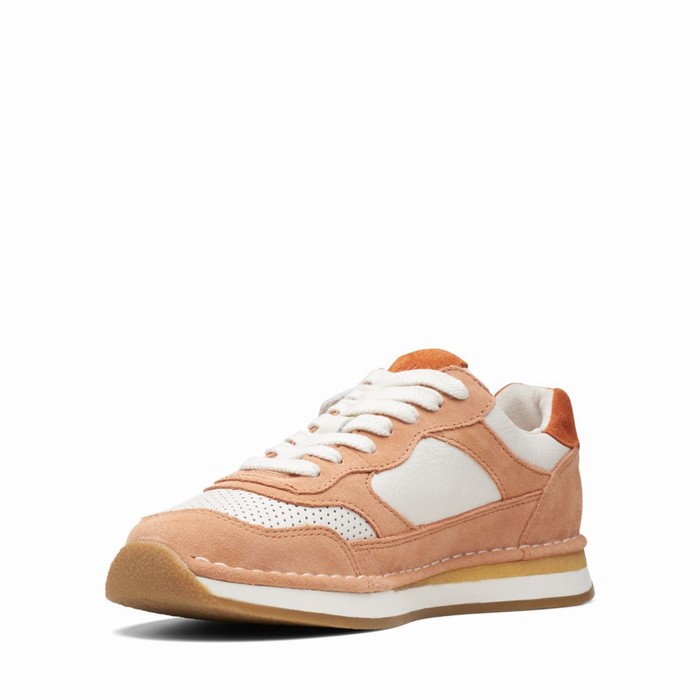 Baskets Clarks Craft Run Tor Femme Corail Blanche | TVPFWHNX