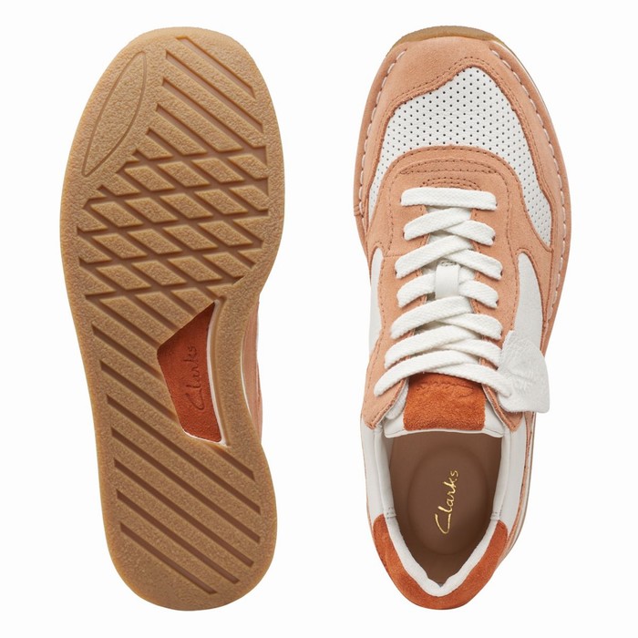 Baskets Clarks Craft Run Tor Femme Corail Blanche | TVPFWHNX