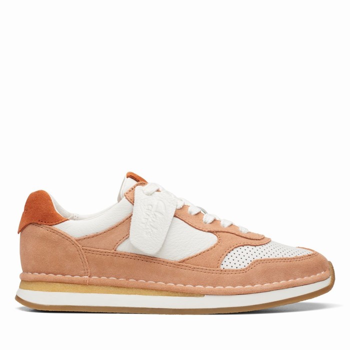 Baskets Clarks Craft Run Tor Femme Corail Blanche | TVPFWHNX